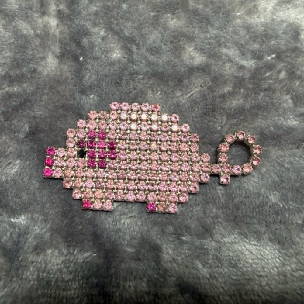 Vintage Bauer Pink Rhinestone Pig Brooch
